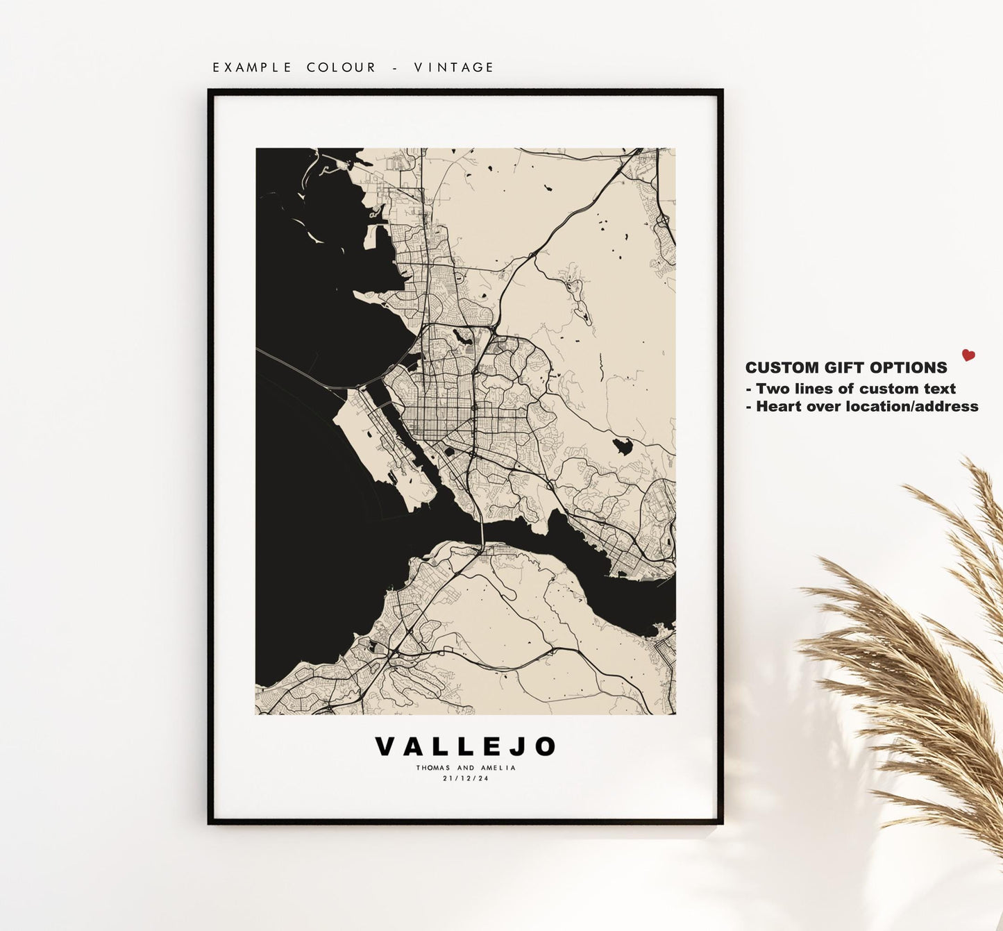 Vallejo Map Print - City Map Poster - Map Art - USA City Maps - Vallejo Print - Vallejo Poster - Minimalist City Map - California