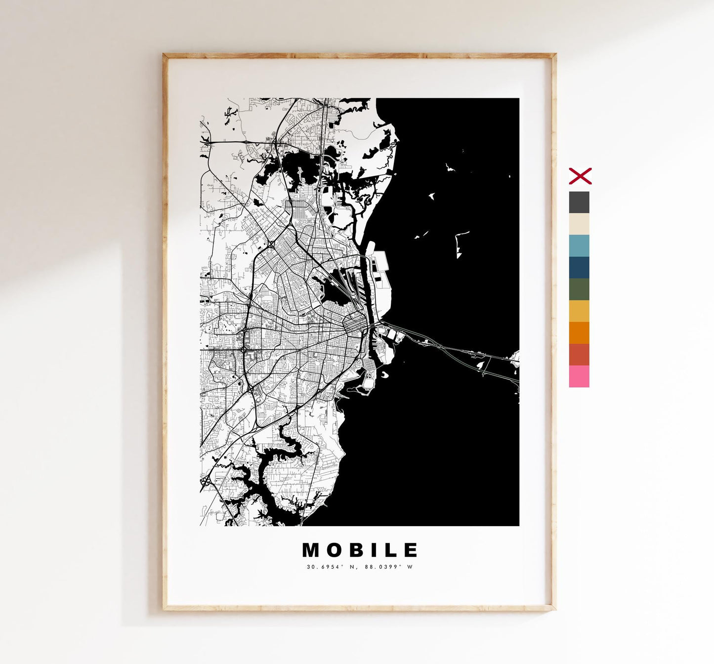 Mobile Map Print - City Map Poster - Map Art - USA City Maps - Mobile Print - Mobile Poster - Minimalist City Map - Alabama