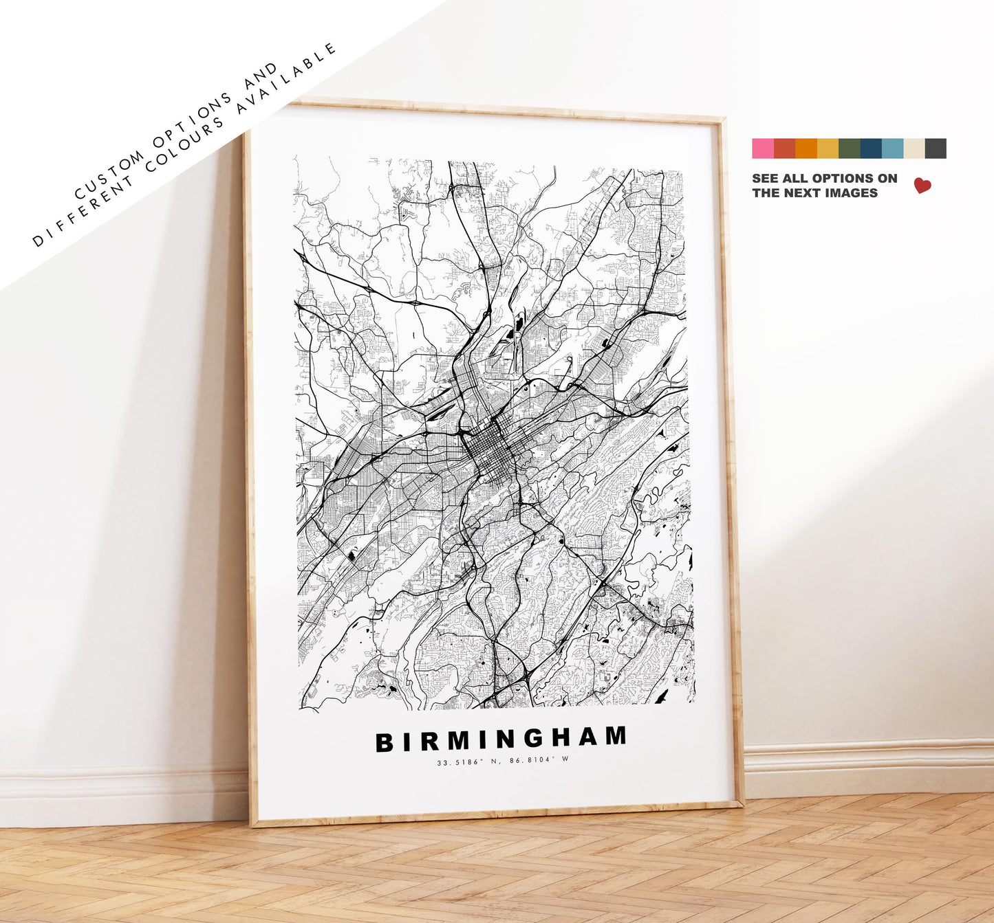 Birmingham Map Print (Alabama) - City Map Poster - Map Art - USA City Maps - Birmingham Print - Poster - Minimalist City Map - Alabama