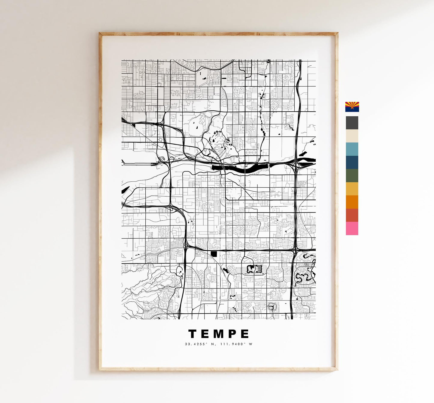 Tempe Map Print - City Map Poster - Map Art - USA City Maps - Tempe Print - Tempe Poster - Minimalist City Map - Arizona