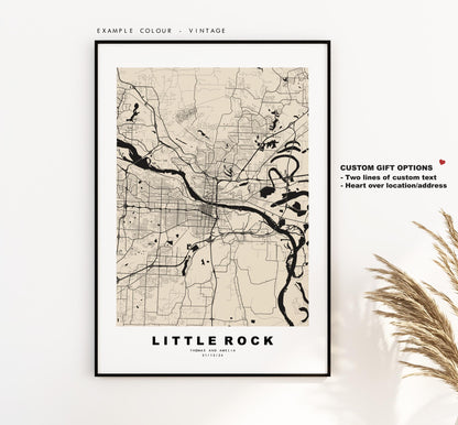 Little Rock Map Print - City Map Poster - Map Art - USA City Maps - Little Rock Print - Little Rock Poster - Minimalist City Map - Arkansas