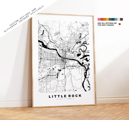 Little Rock Map Print - City Map Poster - Map Art - USA City Maps - Little Rock Print - Little Rock Poster - Minimalist City Map - Arkansas