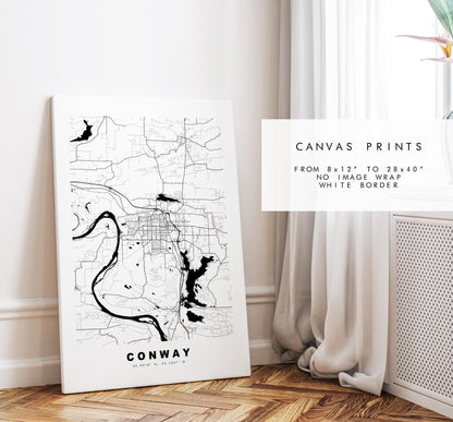 Conway Map Print - City Map Poster - Map Art - USA City Maps - Conway Print - Conway Poster - Minimalist City Map - Arkansas