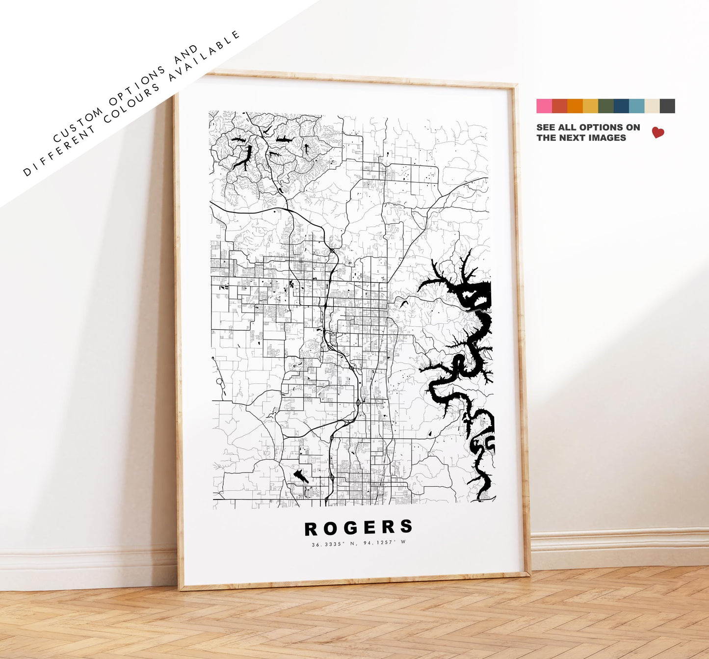 Rogers Map Print - City Map Poster - Map Art - USA City Maps - Rogers Print - Rogers Poster - Minimalist City Map - Arkansas