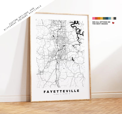 Fayetteville Map Print - City Map Poster - Map Art - USA City Maps - Fayetteville Print - Poster - Minimalist City Map - Arkansas