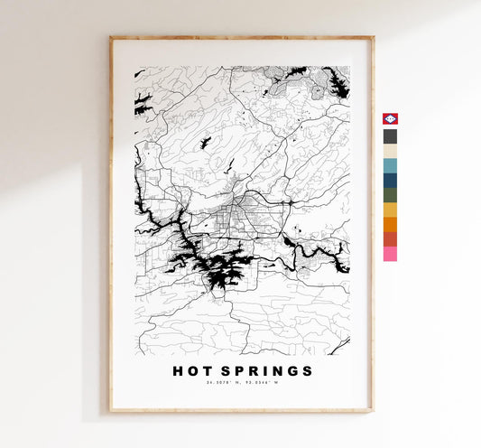 Hot Springs Map Print - City Map Poster - Map Art - USA City Maps - Hot Springs Print - Hot Springs Poster - Minimalist City Map - Arkansas