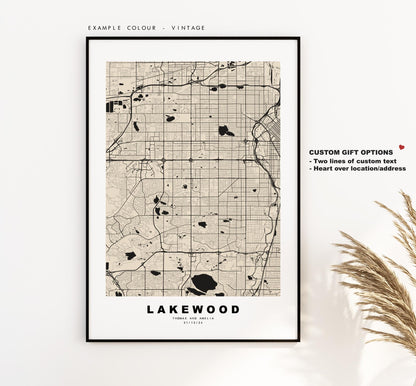 Lakewood Map Print - City Map Poster - Map Art - USA City Maps - Lakewood Print - Lakewood Poster - Minimalist City Map - Colorado