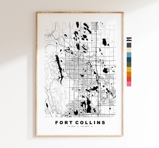 Fort Collins Map Print - City Map Poster - Map Art - USA City Maps - Fort Collins Print - Poster - Minimalist City Map - Colorado