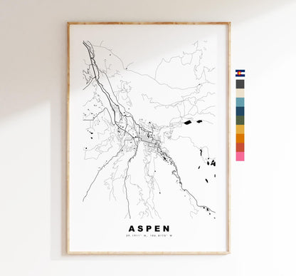 Aspen Map Print - City Map Poster - Map Art - USA City Maps - Aspen Print - Aspen Poster - Minimalist City Map - Colorado