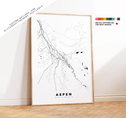 Aspen Map Print - City Map Poster - Map Art - USA City Maps - Aspen Print - Aspen Poster - Minimalist City Map - Colorado