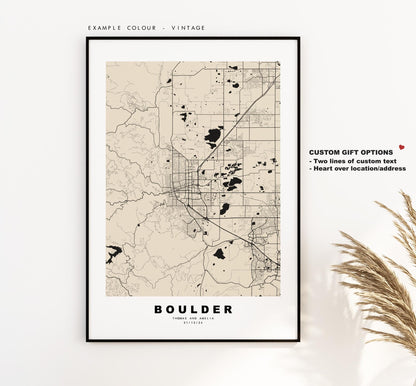 Boulder Map Print - City Map Poster - Map Art - USA City Maps - Boulder Print - Boulder Poster - Minimalist City Map - Colorado