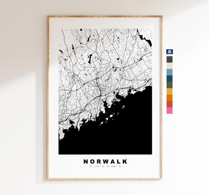 Norwalk Map Print - City Map Poster - Map Art - USA City Maps - Norwalk Print - Norwalk Poster - Minimalist City Map - Connecticut