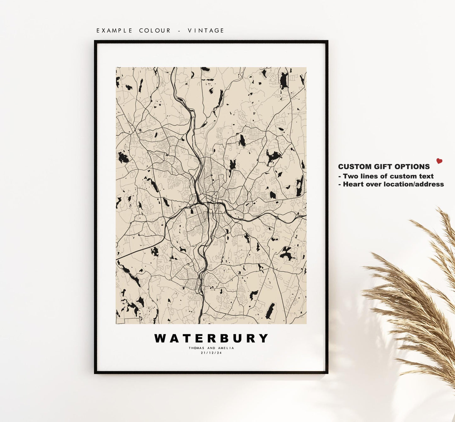 Waterbury Map Print - City Map Poster - Map Art - USA City Maps - Waterbury Print - Waterbury Poster - Minimalist City Map - Connecticut