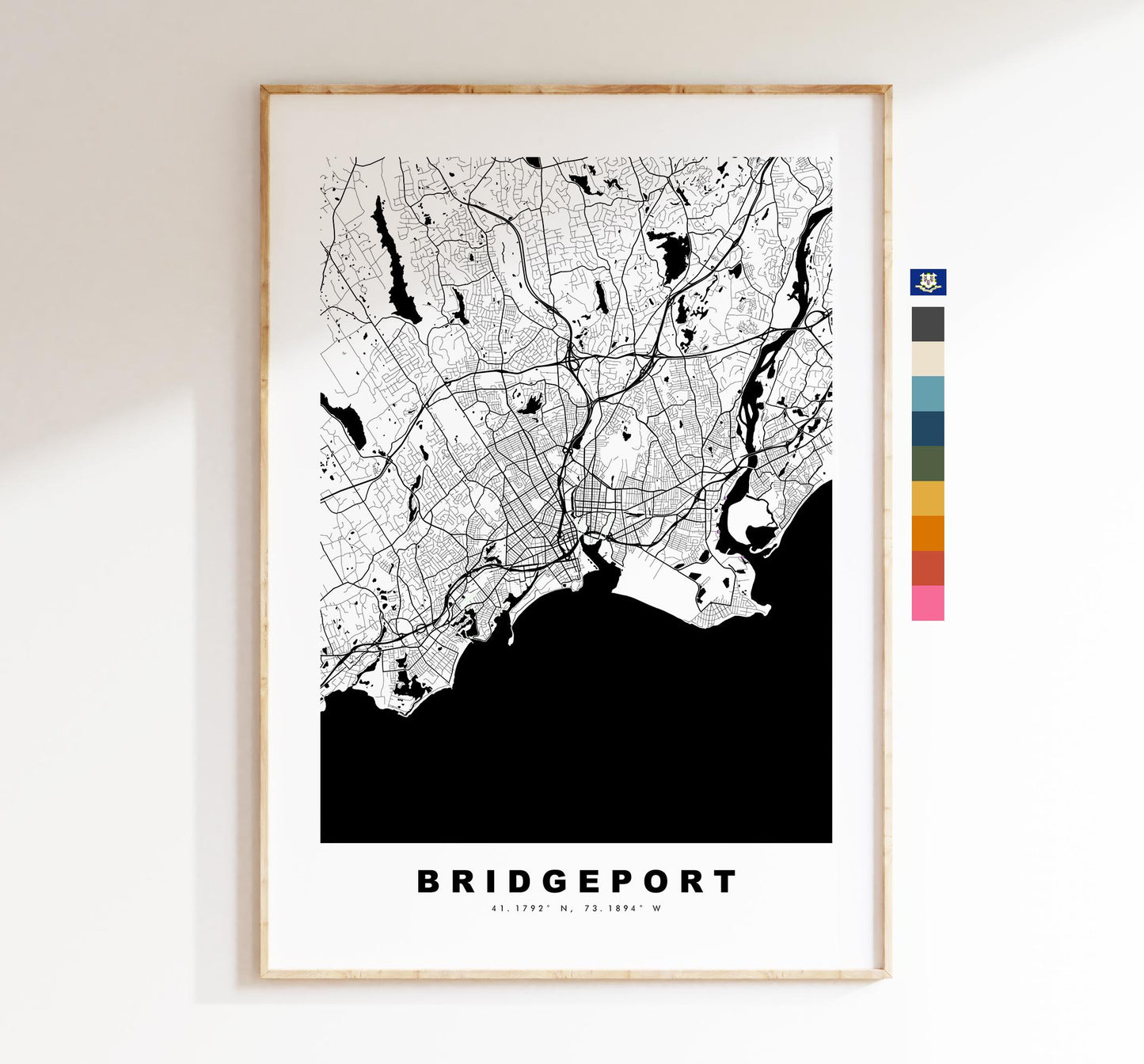 Bridgeport Map Print - City Map Poster - Map Art - USA City Maps - Bridgeport Print - Bridgeport Poster - Minimalist City Map - Connecticut