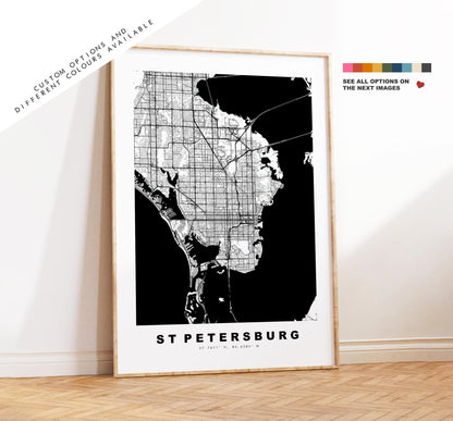 St Petersburg Map Print - City Map Poster - Map Art - USA City Maps - St Petersburg Print - Poster - Minimalist City Map - Florida