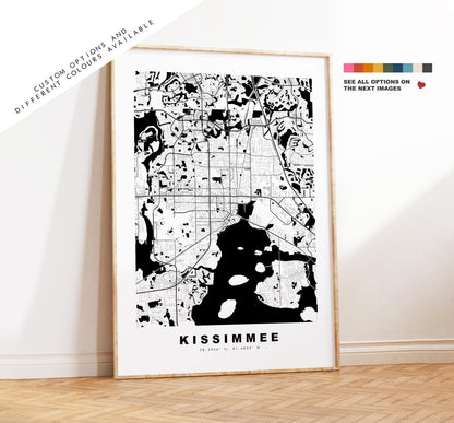 Kissimmee Map Print - City Map Poster - Map Art - USA City Maps - Kissimmee Print - Kissimmee Poster - Minimalist City Map - Florida