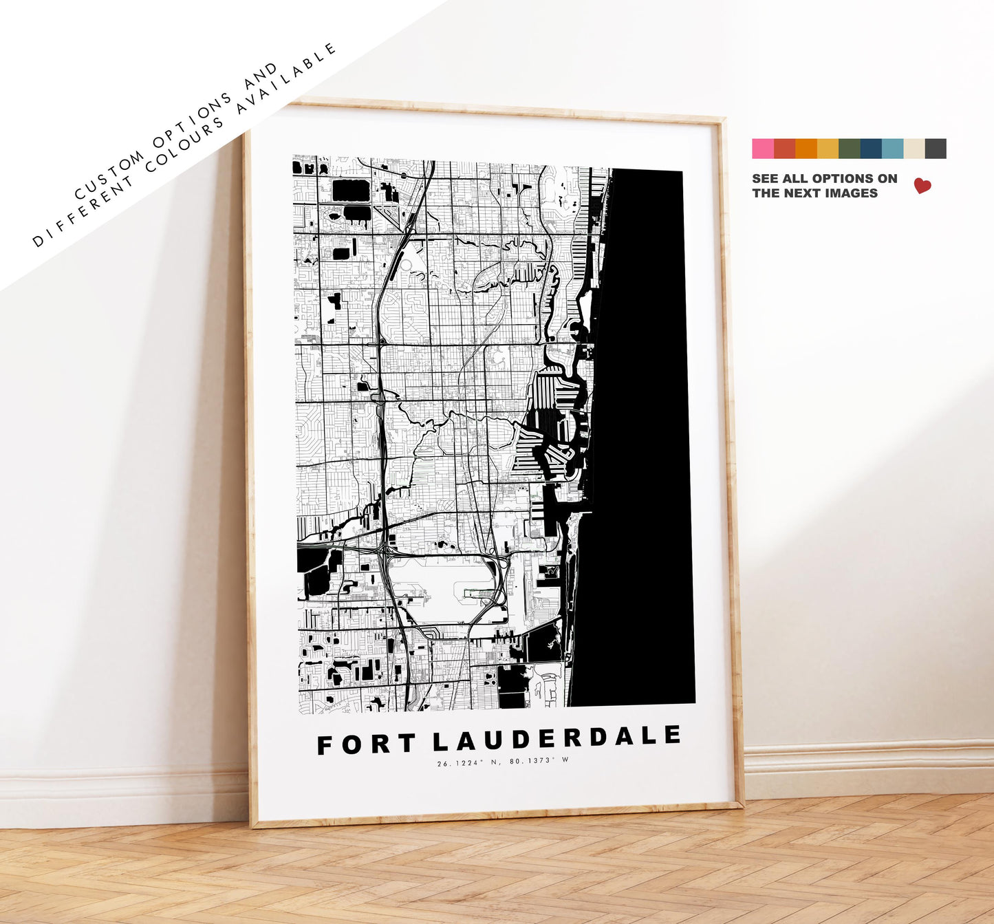 Fort Lauderdale Map Print - City Map Poster - Map Art - USA City Maps - Fort Lauderdale Print - Poster - Minimalist City Map - Florida