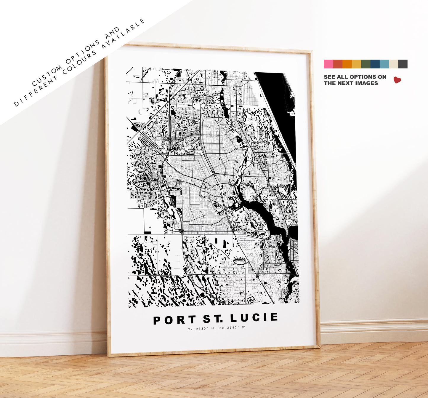 Port St Lucie Map Print - City Map Poster - Map Art - USA City Maps - Port St Lucie Print - Poster - Minimalist City Map - Florida