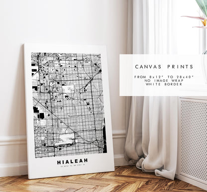 Hialeah Map Print - City Map Poster - Map Art - USA City Maps - Hialeah Print - Hialeah Poster - Minimalist City Map - Florida