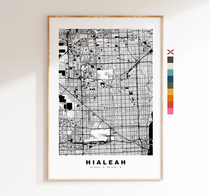 Hialeah Map Print - City Map Poster - Map Art - USA City Maps - Hialeah Print - Hialeah Poster - Minimalist City Map - Florida