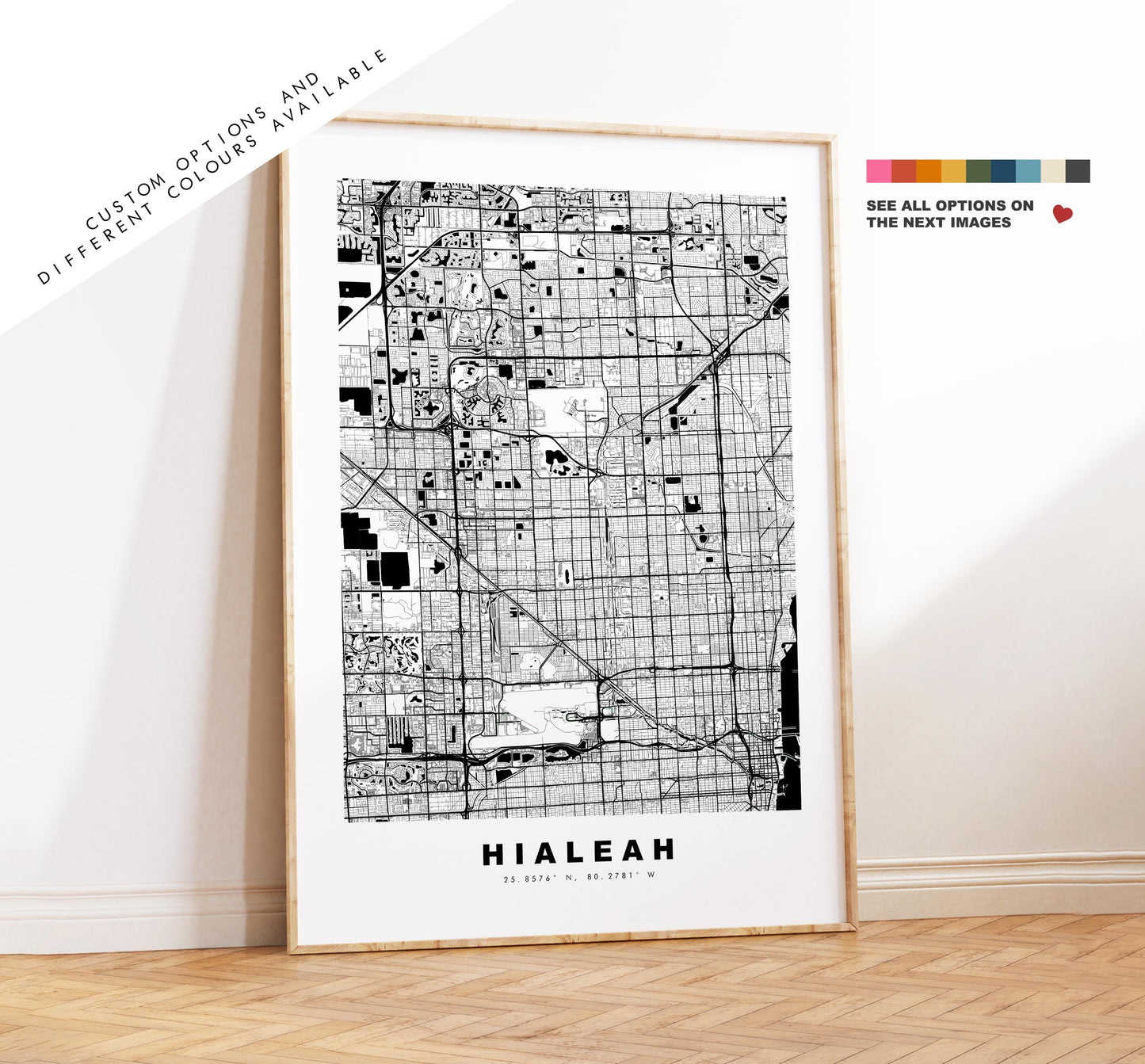 Hialeah Map Print - City Map Poster - Map Art - USA City Maps - Hialeah Print - Hialeah Poster - Minimalist City Map - Florida