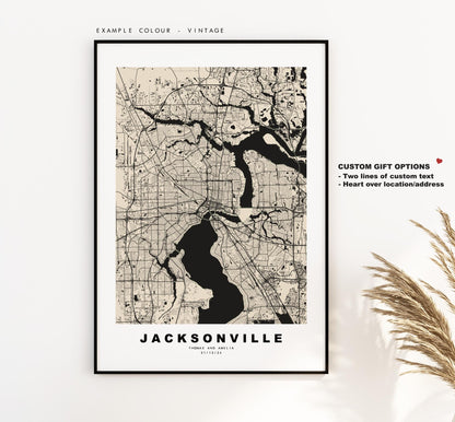 Jacksonville Map Print - City Map Poster - Map Art - USA City Maps - Jacksonville Print - Poster - Minimalist City Map - Florida