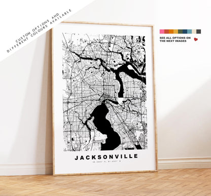 Jacksonville Map Print - City Map Poster - Map Art - USA City Maps - Jacksonville Print - Poster - Minimalist City Map - Florida