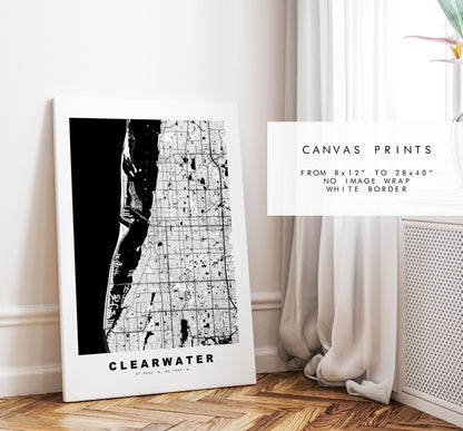 Clearwater Map Print - City Map Poster - Map Art - USA City Maps - Clearwater Print - Clearwater Poster - Minimalist City Map - Florida