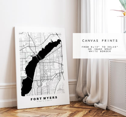 Fort Myers Map Print - City Map Poster - Map Art - USA City Maps - Fort Myers Print - Fort Myers Poster - Minimalist City Map - Florida