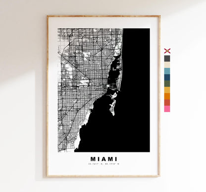 Miami Map Print - City Map Poster - Map Art - USA City Maps - Miami Print - Miami Poster - Minimalist City Map - Florida