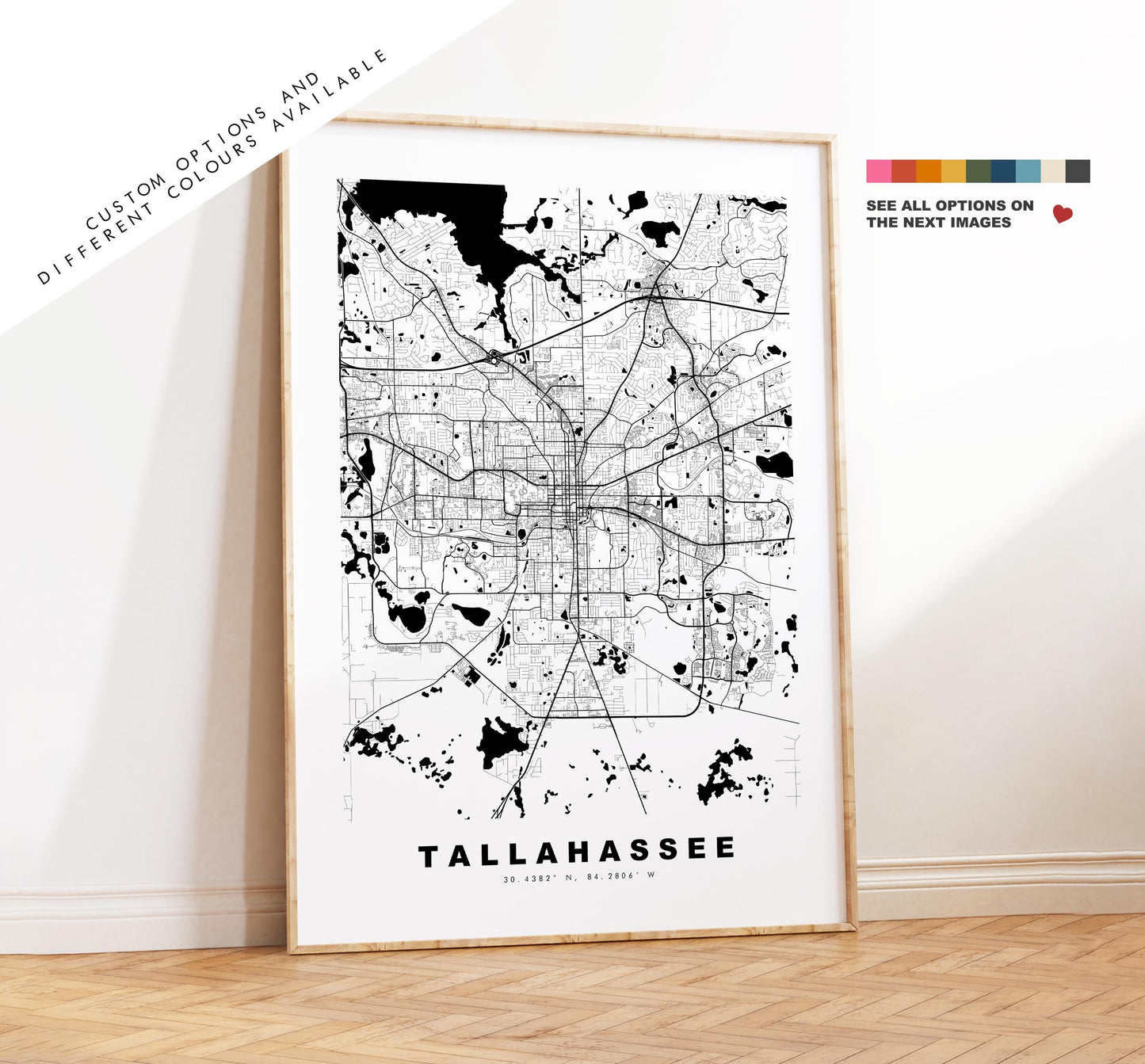 Tallahassee Map Print - City Map Poster - Map Art - USA City Maps - Tallahassee Print - Poster - Minimalist City Map - Florida