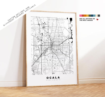 Ocala Map Print - City Map Poster - Map Art - USA City Maps - Ocala Print - Ocala Poster - Minimalist City Map - Florida