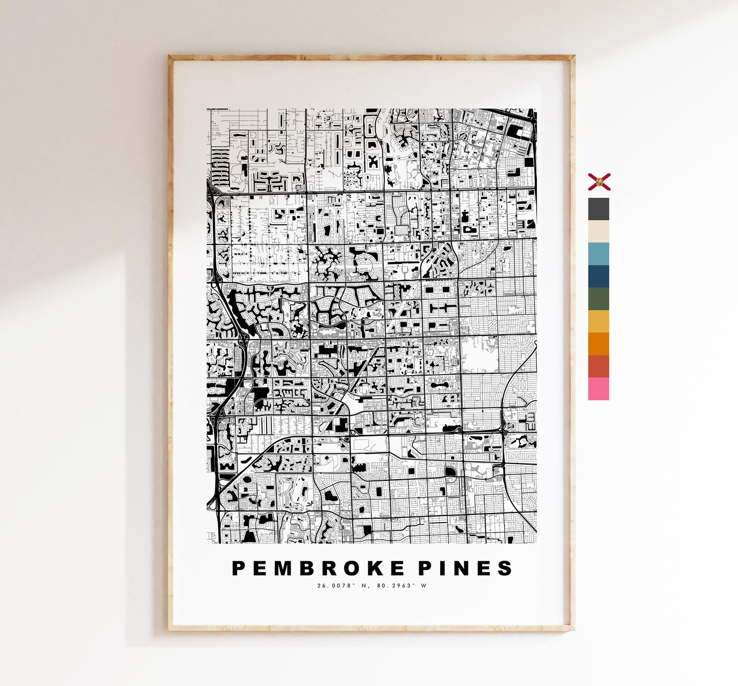 Pembroke Pines Map Print - City Map Poster - Map Art - USA City Maps - Pembroke Pines Print - Poster - Minimalist City Map - Florida