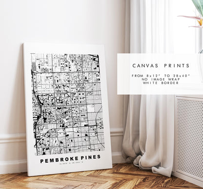 Pembroke Pines Map Print - City Map Poster - Map Art - USA City Maps - Pembroke Pines Print - Poster - Minimalist City Map - Florida