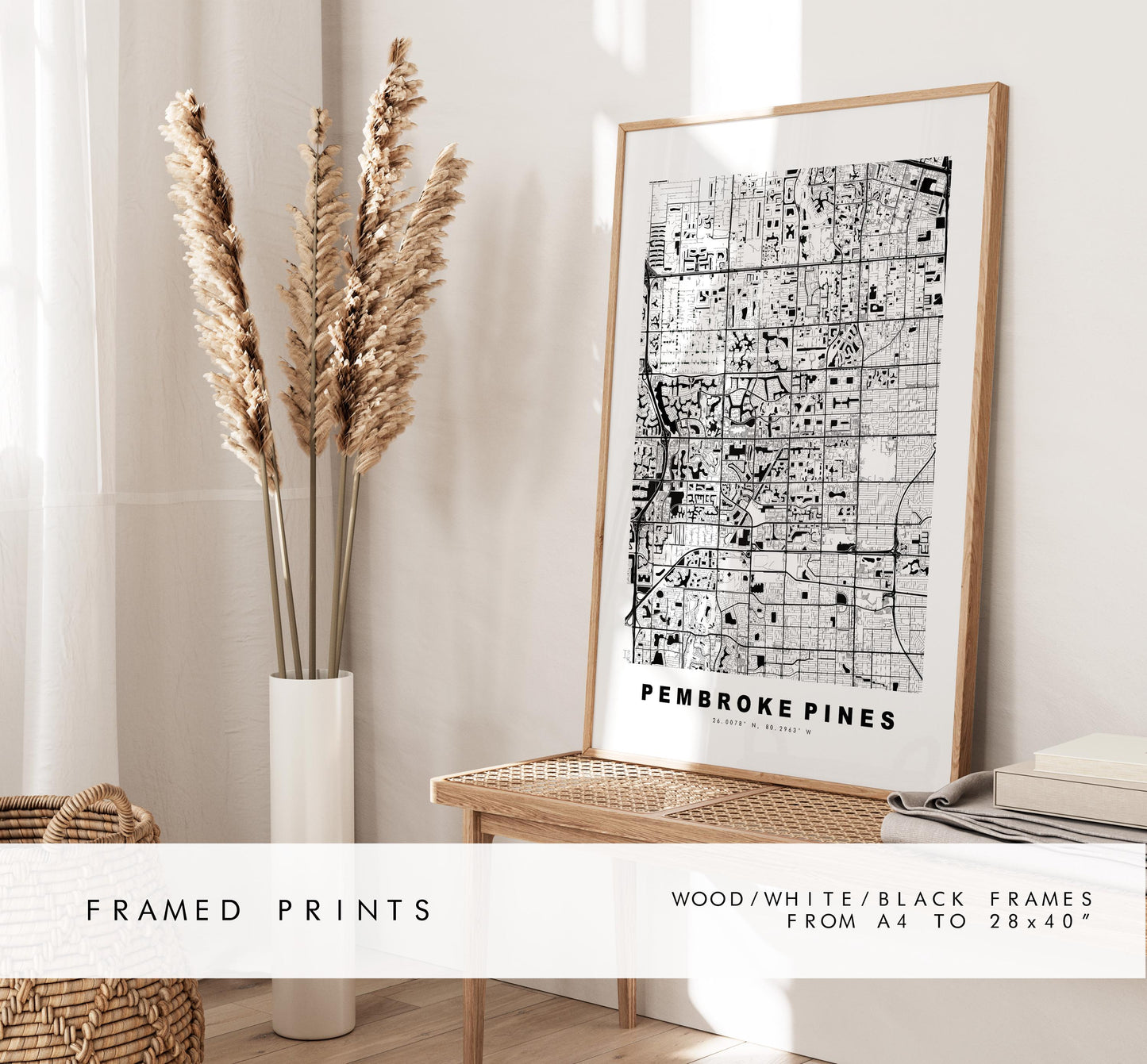 Pembroke Pines Map Print - City Map Poster - Map Art - USA City Maps - Pembroke Pines Print - Poster - Minimalist City Map - Florida