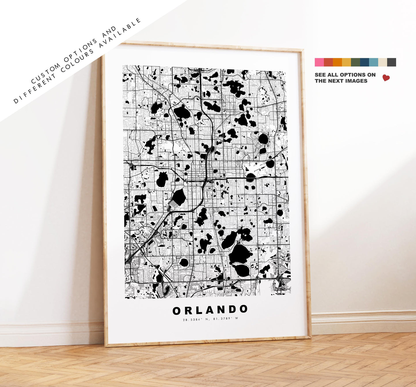 Orlando Map Print - City Map Poster - Map Art - USA City Maps - Orlando Print - Orlando Poster - Minimalist City Map - Florida