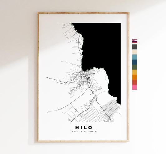 Hilo Map Print - City Map Poster - Map Art - USA City Maps - Hilo Print - Hilo Poster - Minimalist City Map - Hawaii