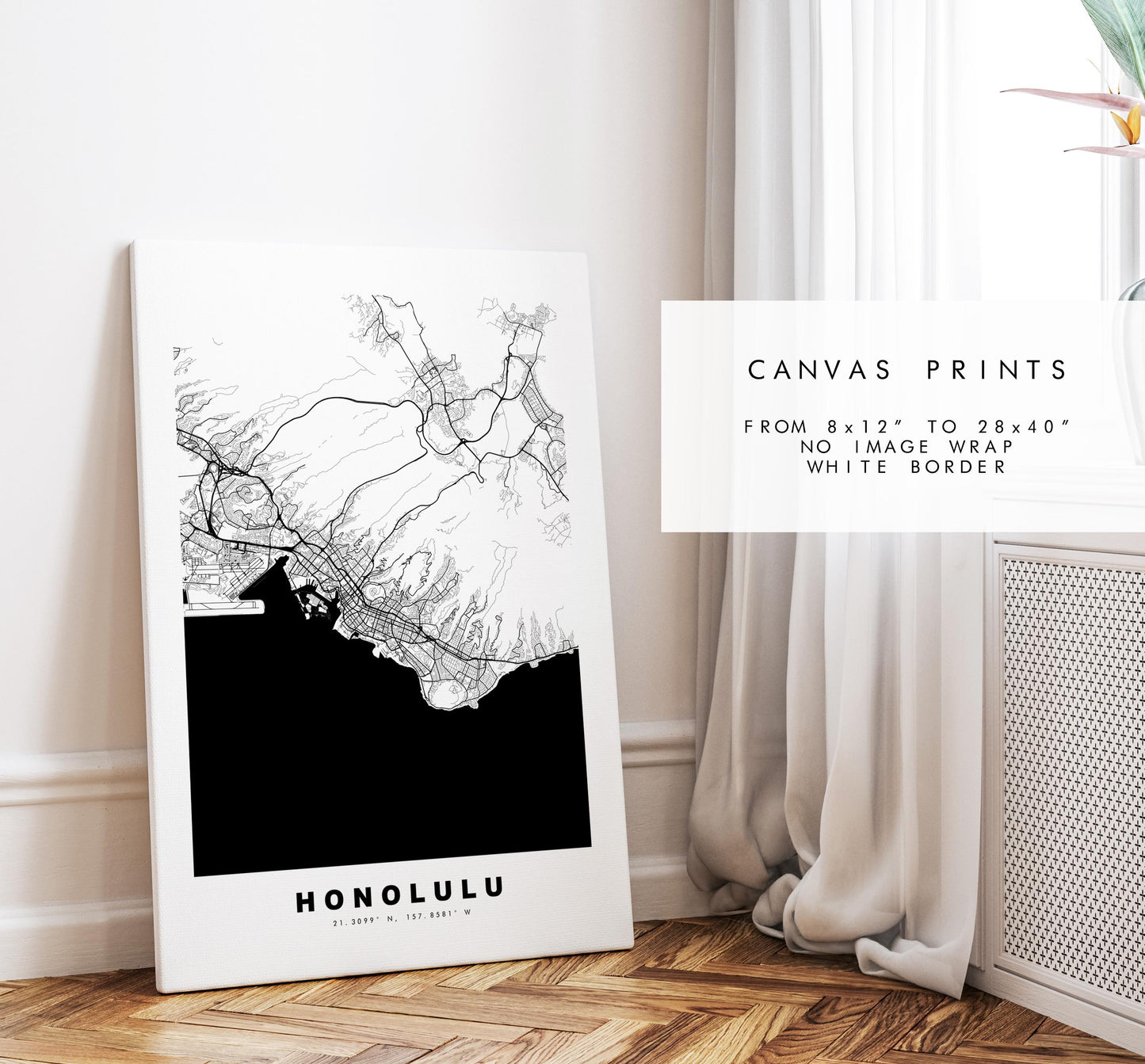 Honolulu Map Print - City Map Poster - Map Art - USA City Maps - Honolulu Print - Honolulu Poster - Minimalist City Map - Hawaii