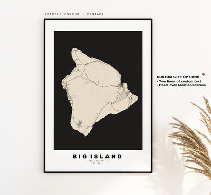 Big Island Island Map Print - Map Poster - Map Art - USA City Maps - Hawaii Island Print - Hawaii Poster - Minimalist Island Map - Hawaii