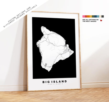 Big Island Island Map Print - Map Poster - Map Art - USA City Maps - Hawaii Island Print - Hawaii Poster - Minimalist Island Map - Hawaii