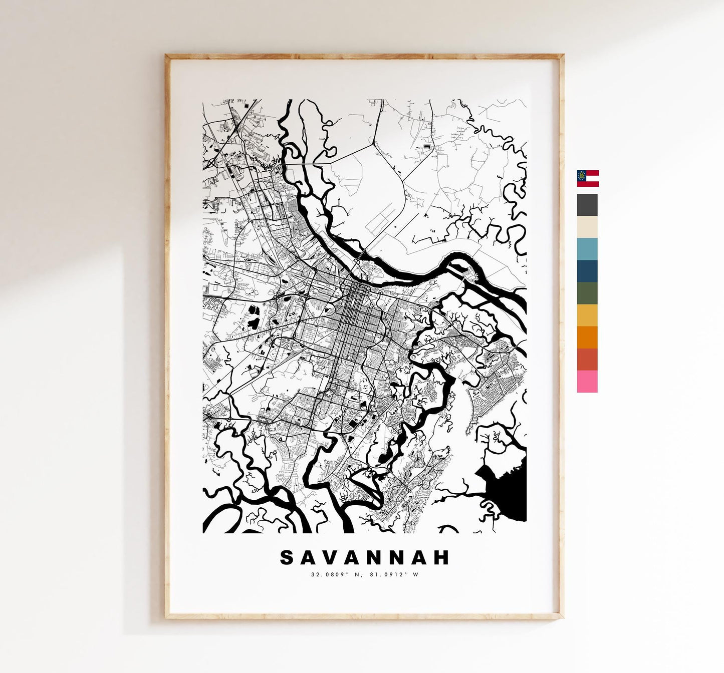 Savannah Map Print - City Map Poster - Map Art - USA City Maps - Savannah Print - Savannah Poster - Minimalist City Map - Georgia