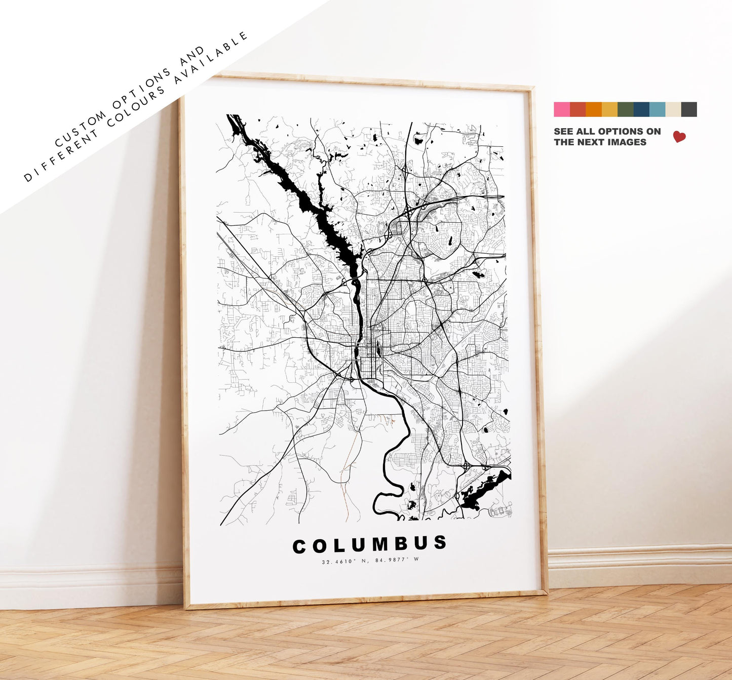 Columbus Map Print (Georgia) - City Map Poster - Map Art - USA City Maps - Columbus Print - Poster - Minimalist City Map - Georgia