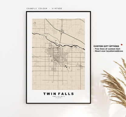 Twin Falls Map Print - City Map Poster - Map Art - USA City Maps - Twin Falls Print - Twin Falls Poster - Minimalist City Map - Idaho