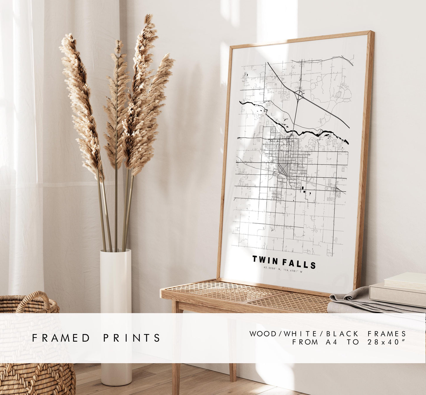 Twin Falls Map Print - City Map Poster - Map Art - USA City Maps - Twin Falls Print - Twin Falls Poster - Minimalist City Map - Idaho