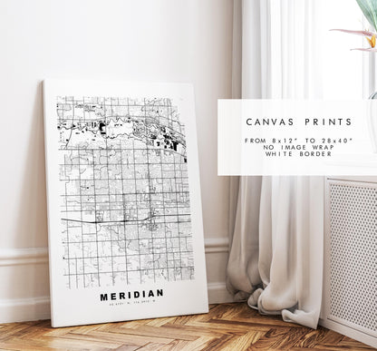 Meridian Map Print - City Map Poster - Map Art - USA City Maps - Meridian Print - Meridian Poster - Minimalist City Map - Idaho