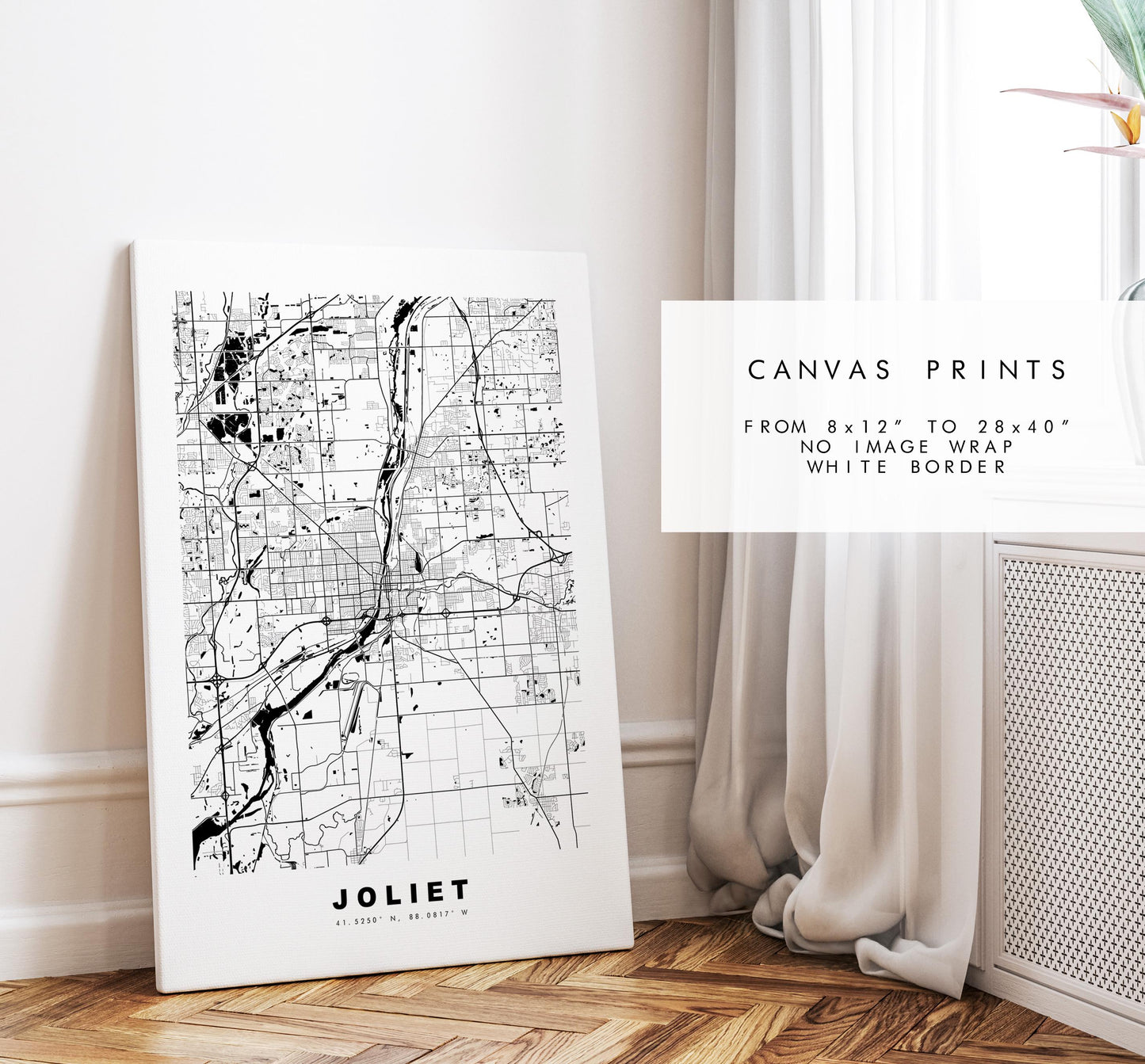 Joliet Map Print - City Map Poster - Map Art - USA City Maps - Joliet Print - Joliet Poster - Minimalist City Map - Illinois