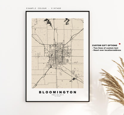 Bloomington Map Print (Illinois) - City Map Poster - Map Art - USA City Maps - Bloomington Print - Poster - Minimalist City Map - Illinois