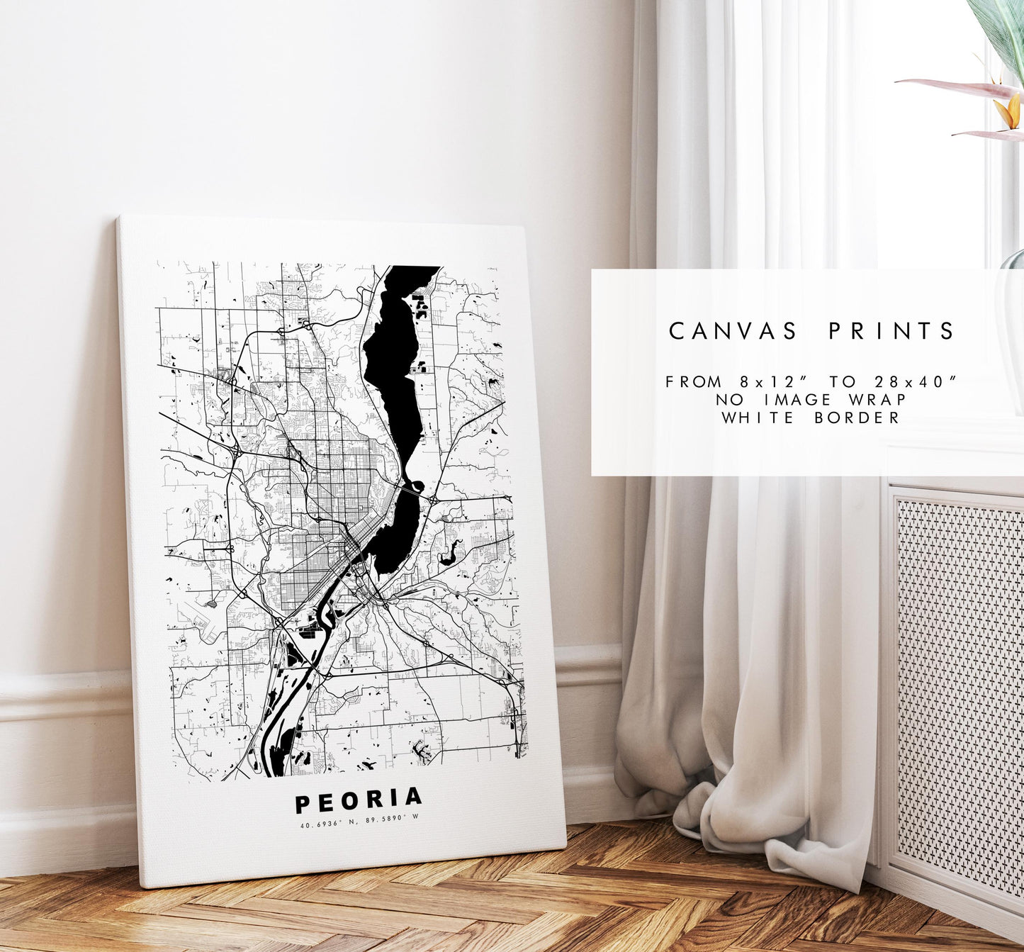 Peoria Map Print - City Map Poster - Map Art - USA City Maps - Peoria Print - Peoria Poster - Minimalist City Map - Illinois