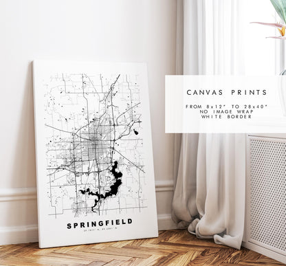 Springfield Map Print (Illinois) - City Map Poster - Map Art - USA City Maps - Springfield Print - Poster - Minimalist City Map - Illinois