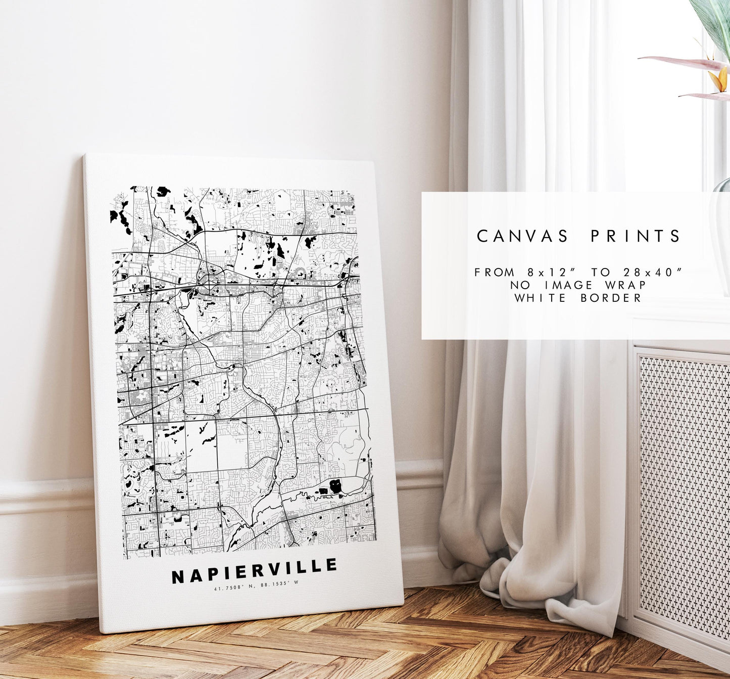 Napierville Map Print - City Map Poster - Map Art - USA City Maps - Napierville Print - Napierville Poster - Minimalist City Map - Illinois